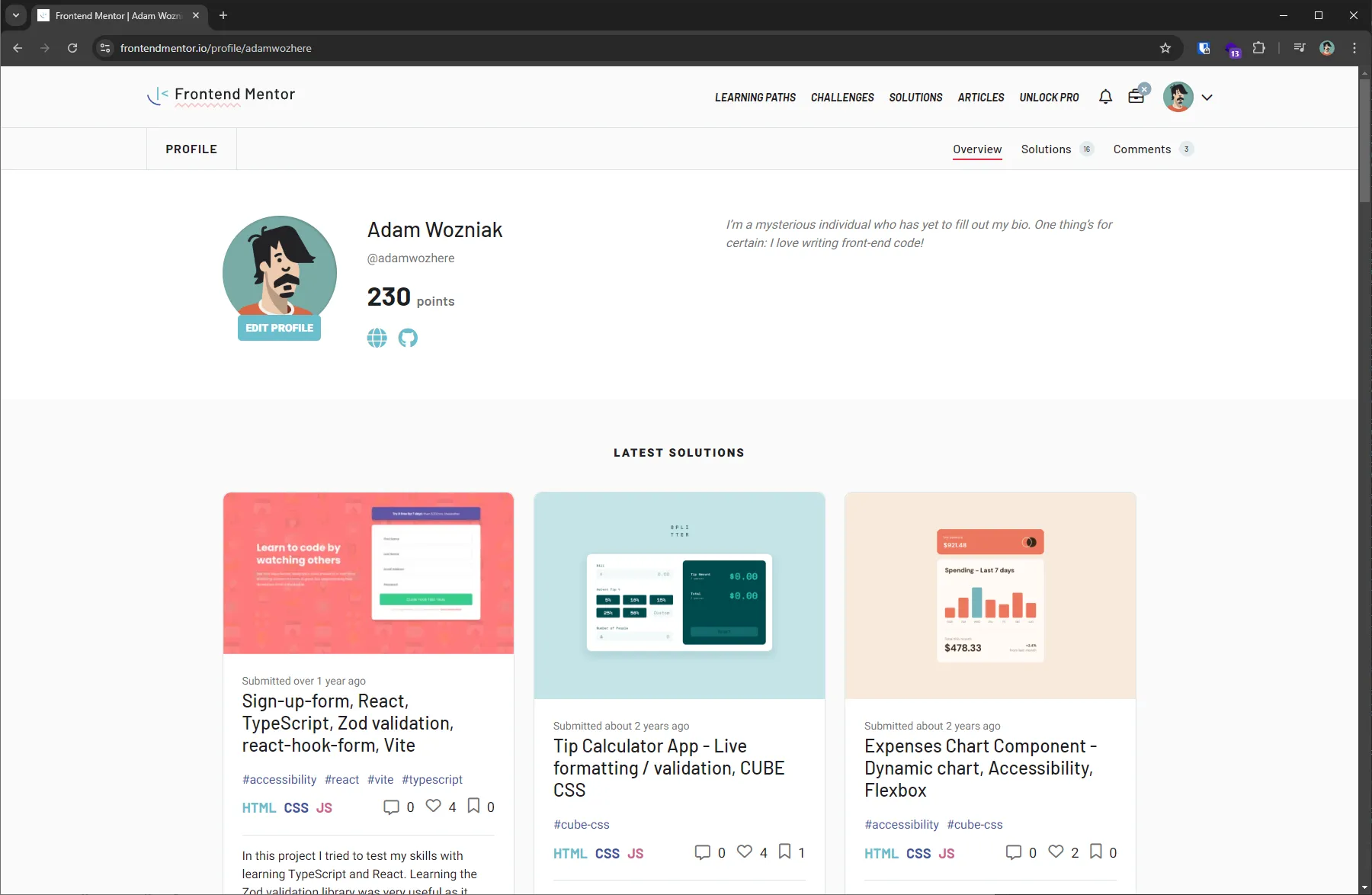 Frontend Mentor website